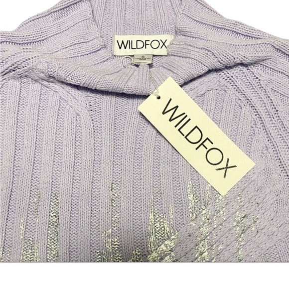Wildfox Lavender NWT Summit Ritzy Silver Metallic “Painted” Thick Knit Sweater S - Picture 7 of 8